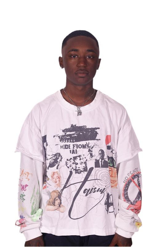 “Missing 2000s” Thermal Long Sleeve White Tee {READY TO BE SHIPPED}